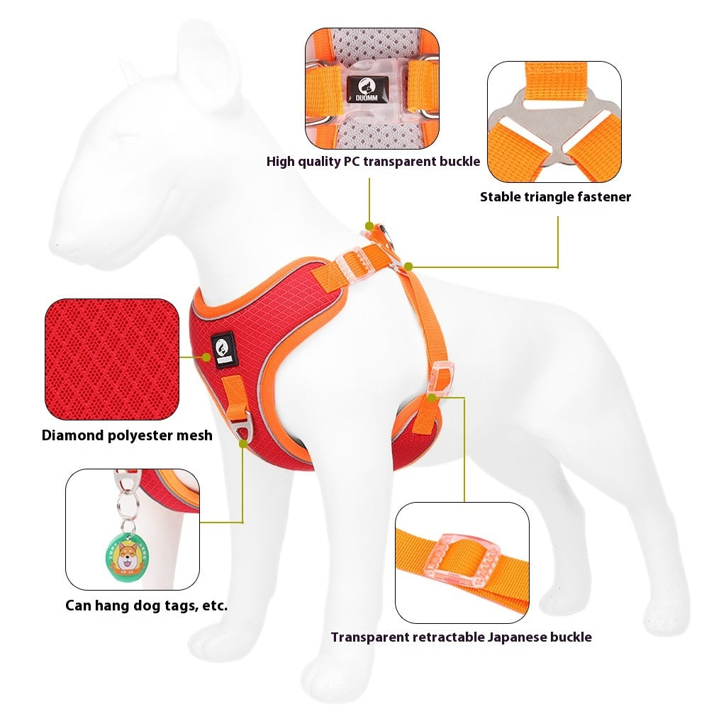 Pet Dog Harness Puppy Adjustable Breathable Mesh Reflective Saddle For